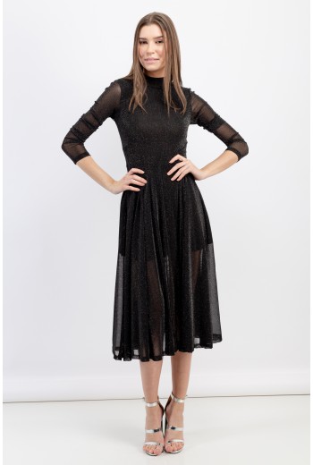 Black glitter midi dress